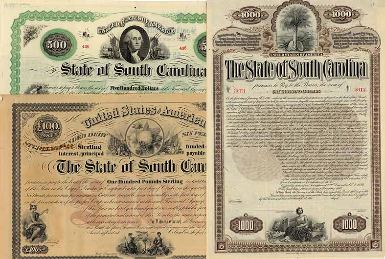 USA Sdstaaten-Konvolut State of South Carolina (4 Stcke)